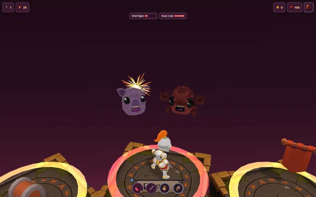 Battle with skill buttons and enemy health bars